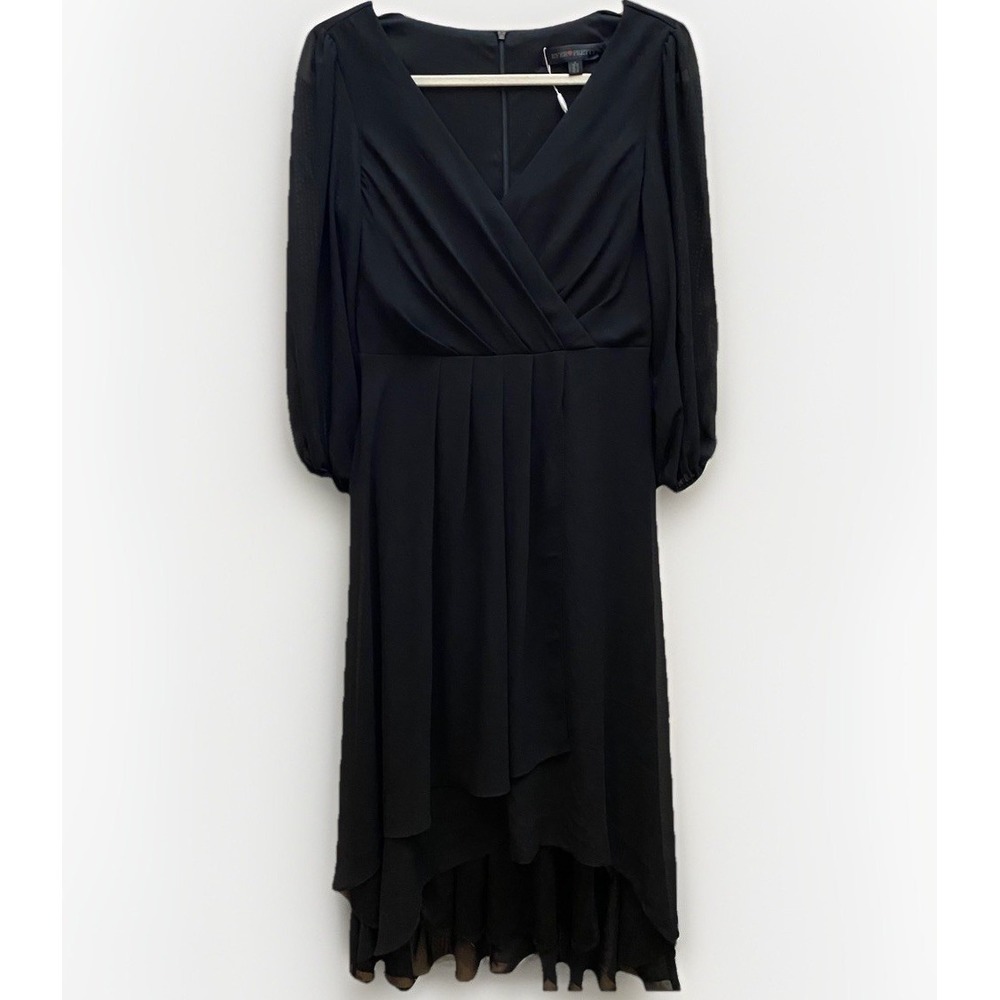 Ever Pretty Black‎ Formal Chiffon Asymmetric M Dress Flowy Dark Fairy Whimsigoth
